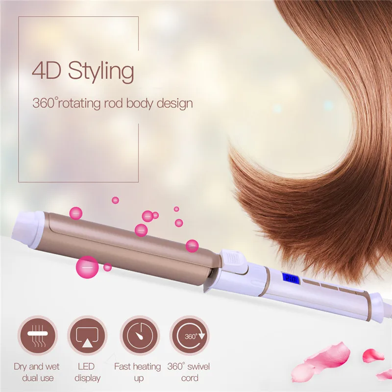 

CkeyiN LCD Screen Ceramic Electric Hair Curler Roller 25mm Curling Iron Curling Wand Tong Heating Deep Curl Hair Styler Tools 35