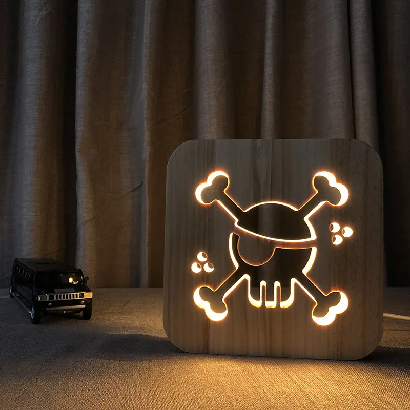 

Skull LED Night Light 3D Decor Night Lamp USB Wooden 3D Nightlight Child Beedroom Decor Desk Table Nightlight LED Gift IY801101
