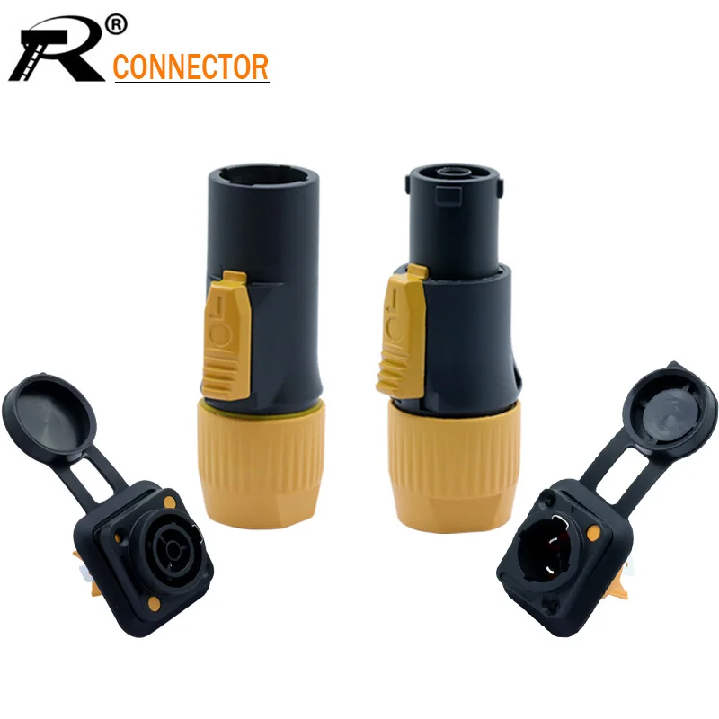 

20A Aviation Waterproof Powercon LED Large Screen Power Plug High-power Flame-retardant Industrial Power Connector