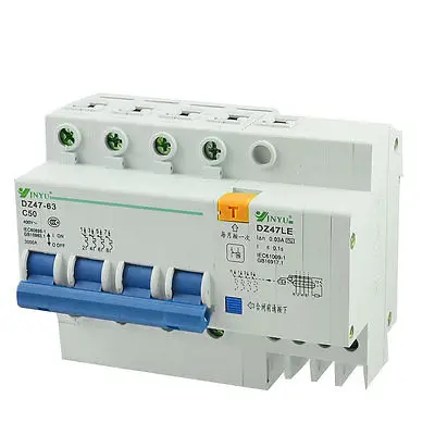 DZ47-63 C50 AC 400V 50A 4 Poles On Off Switch Residual Current Circuit Breaker |