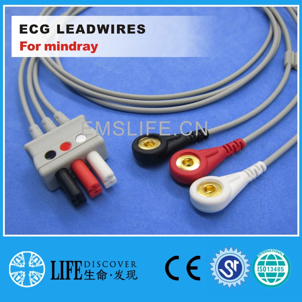 

ECG leadwires с 3 свинцовыми защелками для mindray T5/T8 EL6307B EL6307A