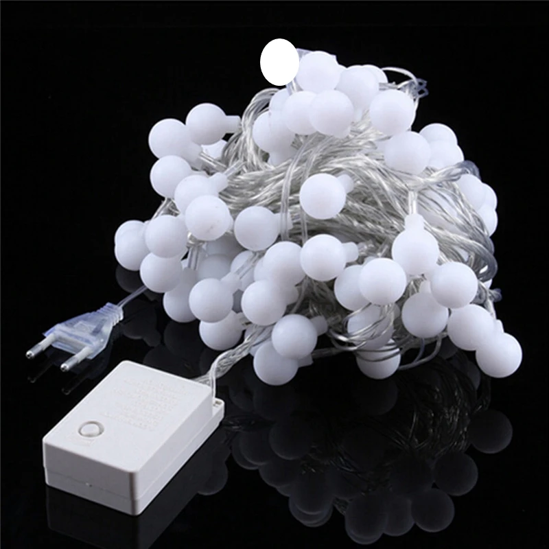 IKVVT 10m 20m 30m 50m 110V / 220V Matte Balls Fairy Christmas Garland LED String Lights for Party Wedding new Year Decoration IKVVT 10m 20m 30m 50m 110V / 220V Matte Balls Fairy Christmas Garland LED String Lights for Party Wedding new Year Decoration