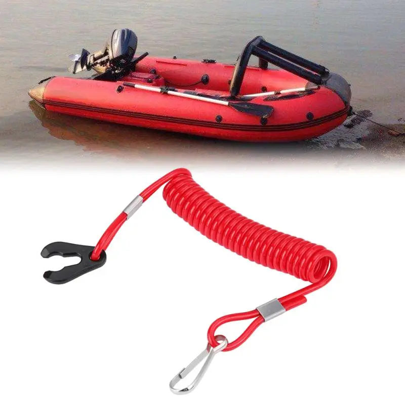 

Boat Outboard Engine Ignition Emergency Kill Stop Switch Key Lanyard Rope Clip Hook New Red Color
