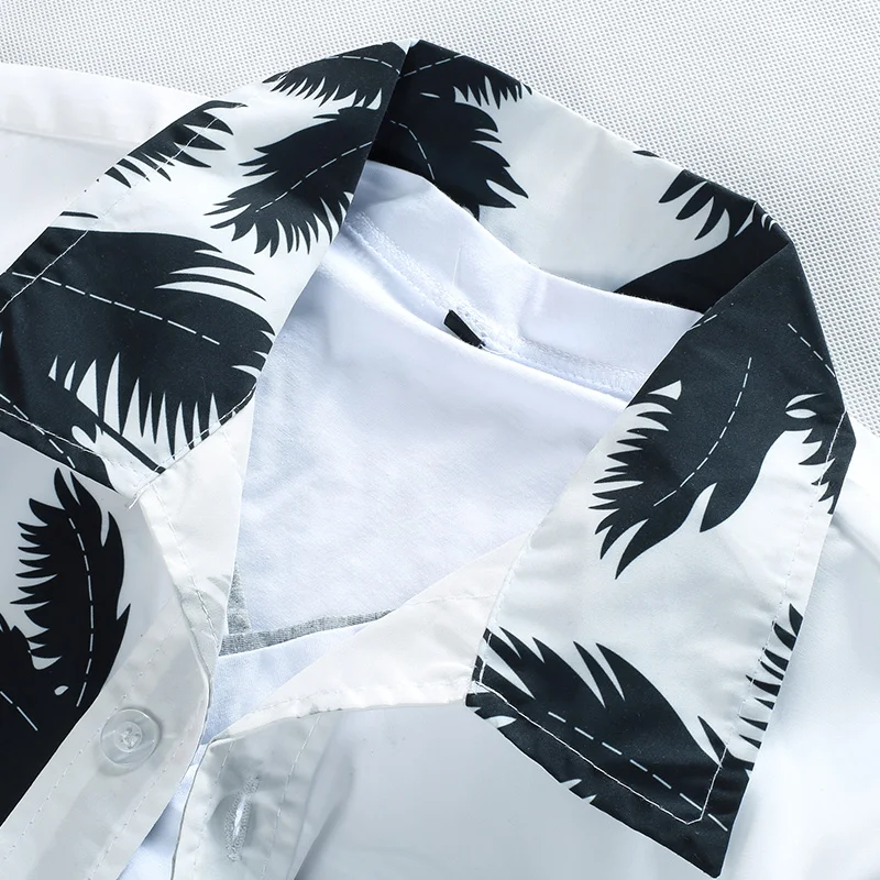 Мужская пляжная гавайская рубашка тропическая летняя рубашка с коротким рукавом Кокосовая елка с цветочным принтом Праздничная футболка для серфинга плюс размер 5XL