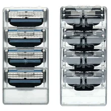 4 шт./компл. 3 слоя Для мужчин бритва для бритья лица Бритвы лезвия мужской ручной сменные лезвия для бритвы для Стандартный бороды бритва триммер лезвия