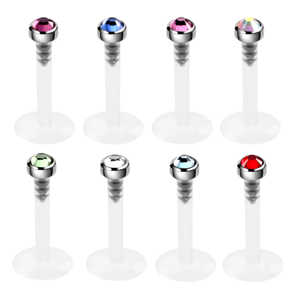 1PC G23 Titanium Bioplast Flexible Labret Stud Lip Piercing Rings 16g Ear Cartilages Tragus Helix Piercing Fashion Girls Jewelry
