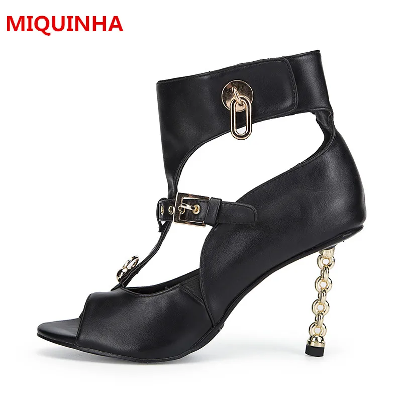 

2017 New Spring Summer Shoes Woman Gladiator Sandals Peep Toe Punk Tide Designer Woman Sandals Slides Nightclub High Top Sandals