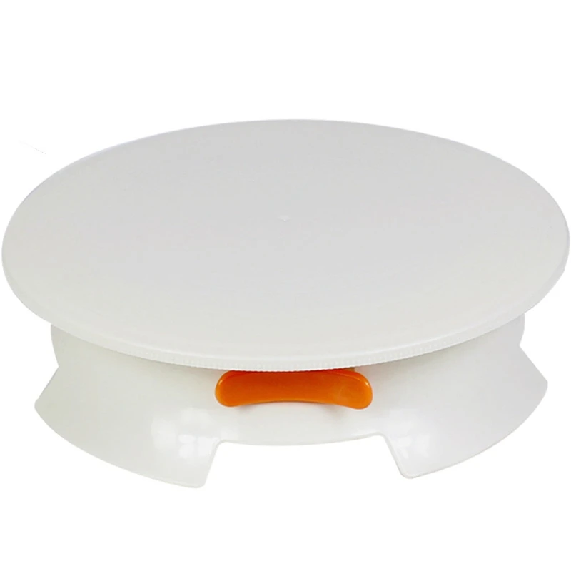 Пластиковая круглая вращающаяся подставка для торта вращающаяся подставка для украшения тортов домашняя кухня - Цвет: White and Orange