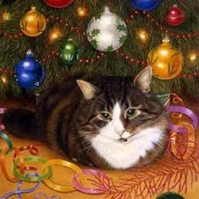 На заказ kerstkaarten бриллиантовый рисунок Рождество открытка кошка Санта Клаус Алмазная вышивка eigen foto natale decorazioni per la casa