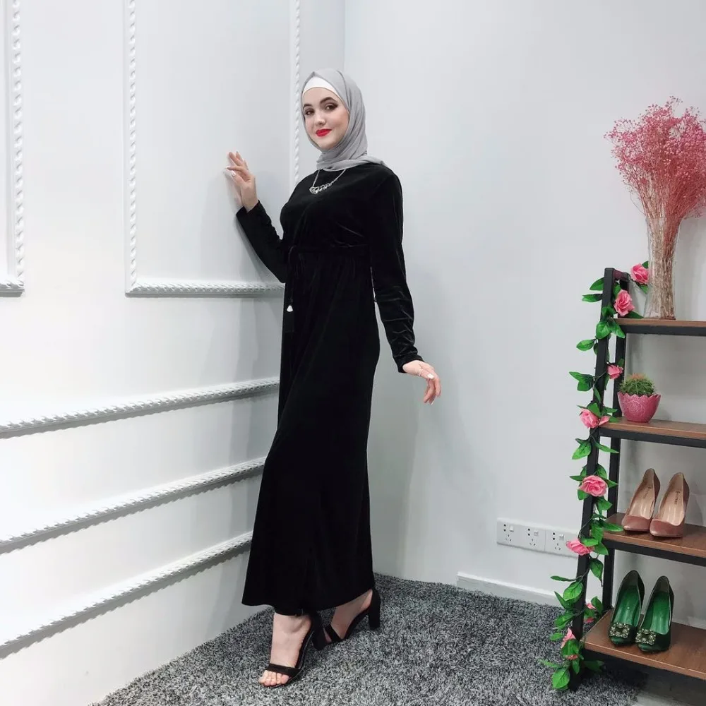 Элегантный мусульманский бархат abaya Jubah Ближний Восток Рамадан Арабский исламский одежда длинные платья кардиган-кимоно длинные халаты туника - Цвет: as picture