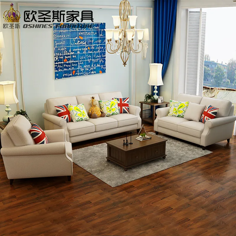 cheap New Arrival American Style Light Grey Color Simple Latest Design Livingroom Chesterfield Italian Fabric Sofa Sets Factory F75FA