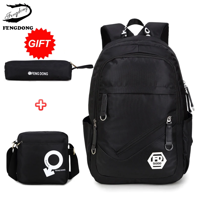 

Fengdong 2018 3 set school Students bag for teenagers boys waterproof Kids Men backpack Male pencil case Mochila Bagpack Pack