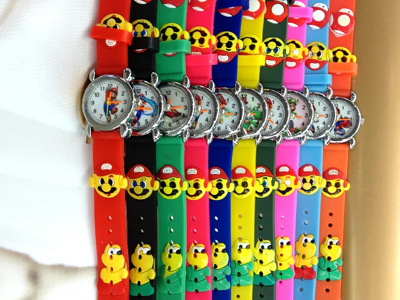 

hot sale Free Shipping 10pcs! 3D Cartoon Super Mario Watch Best Holiday Birthday Gift For Children Girls Boys Students