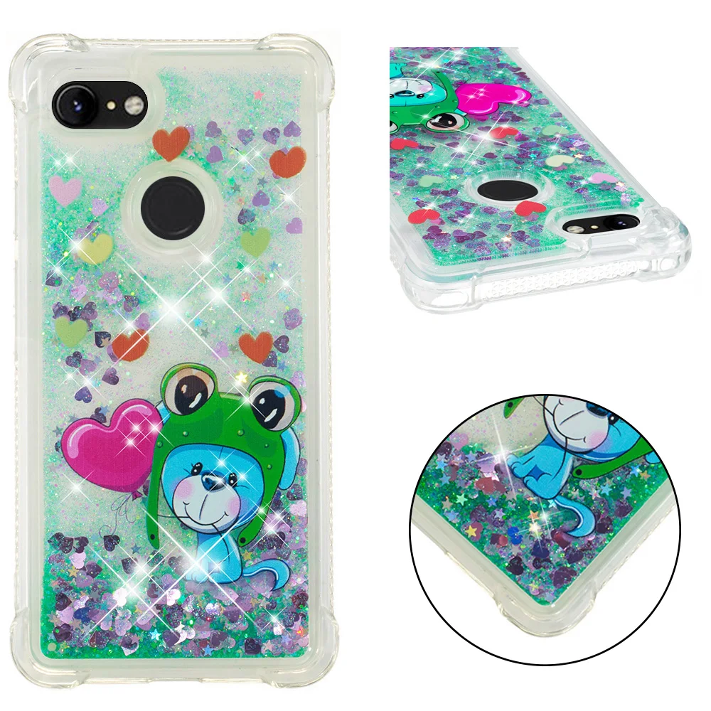 

Protective Glitter Floating Quicksand Picture Case For Google Pixel 3 Shockproof TPU Flowing Liquid Case For Google Pixel 3 XL