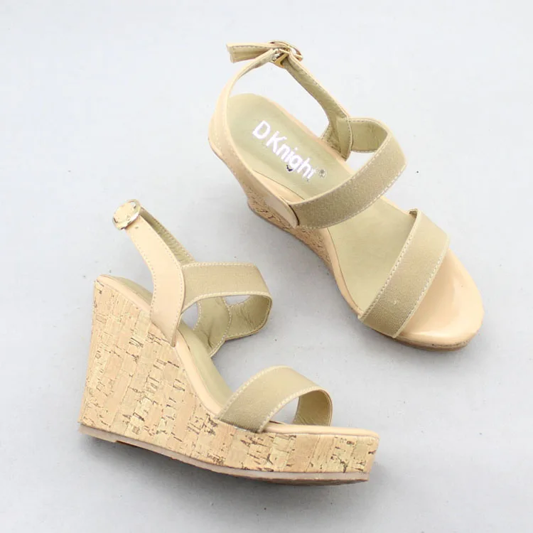 Big Size 30-43 Summer Women Pu Leather Sandals Ladies NAVY BEIGE Buckle Strap Fashion Thick Wedges Casual Platforms Shoes Woman (10)
