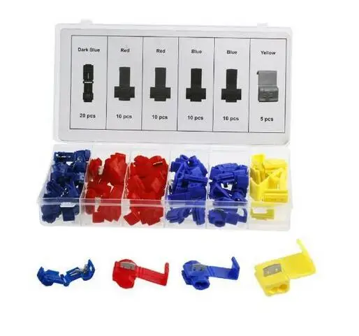 

65pcs/lot Electrical Terminals Scotch Lock Quick Splice Wire Connectors Assorted Kit Red Blue Yellow