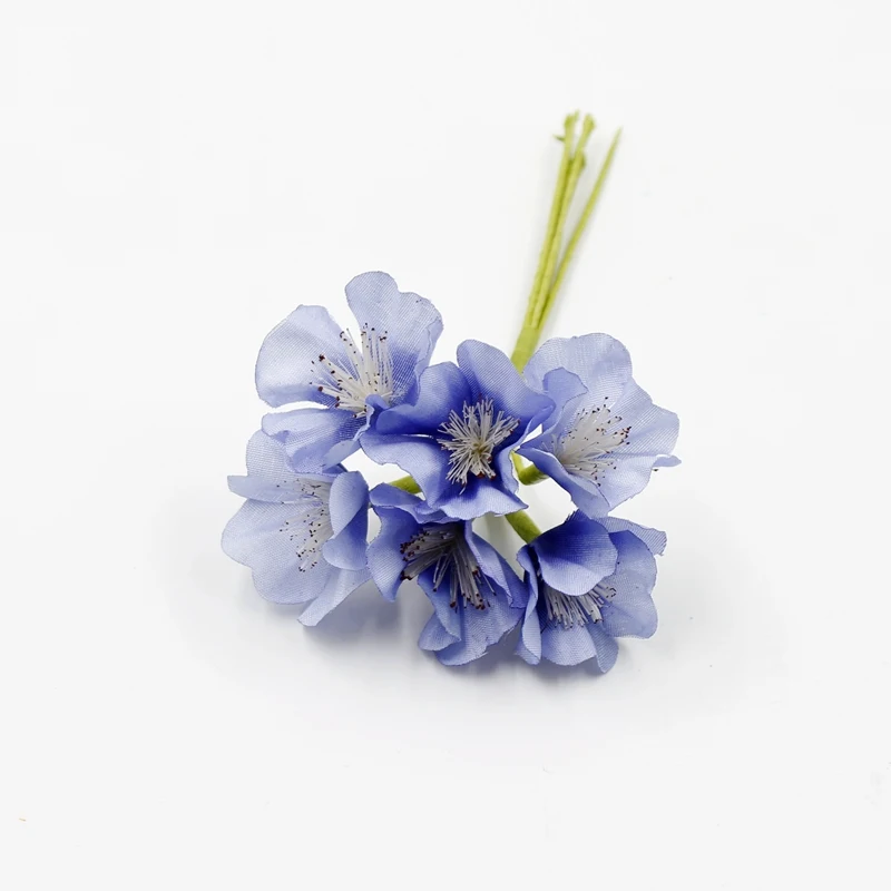 6 шт., искусственный цветок, шелк, труба для свадьбы, украшение дома, аксессуары, сделай сам, венок, скрапбук, Подарочная коробка, ремесло, искусственный цветок - Цвет: Синий