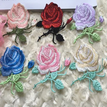 

20Pcs Small Rose Embroidery Applique Patch Lace Need Iron On Clothes Bag Dress Accessories Handmade Diy 8.5*8.6CM Blue Mix Color