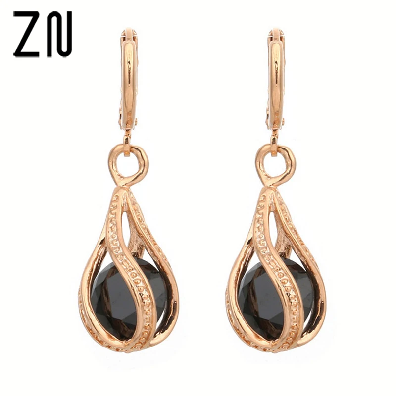Buy ZN Fashion Gold Color Earrings for Women Long Stud