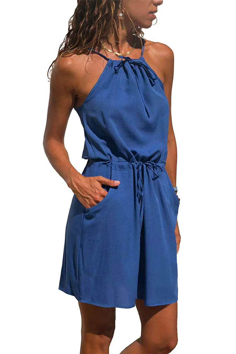 Gladiolus Chiffon Women Summer Dress Spaghetti Strap Floral Print Pocket Sexy Bohemian Beach Dress 2019 Short Ladies Dresses (45)