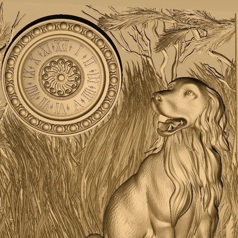 Dog_Clock 3D модель STL рельеф для ЧПУ формат часы мебели украшение мебели|stl relief|3d model