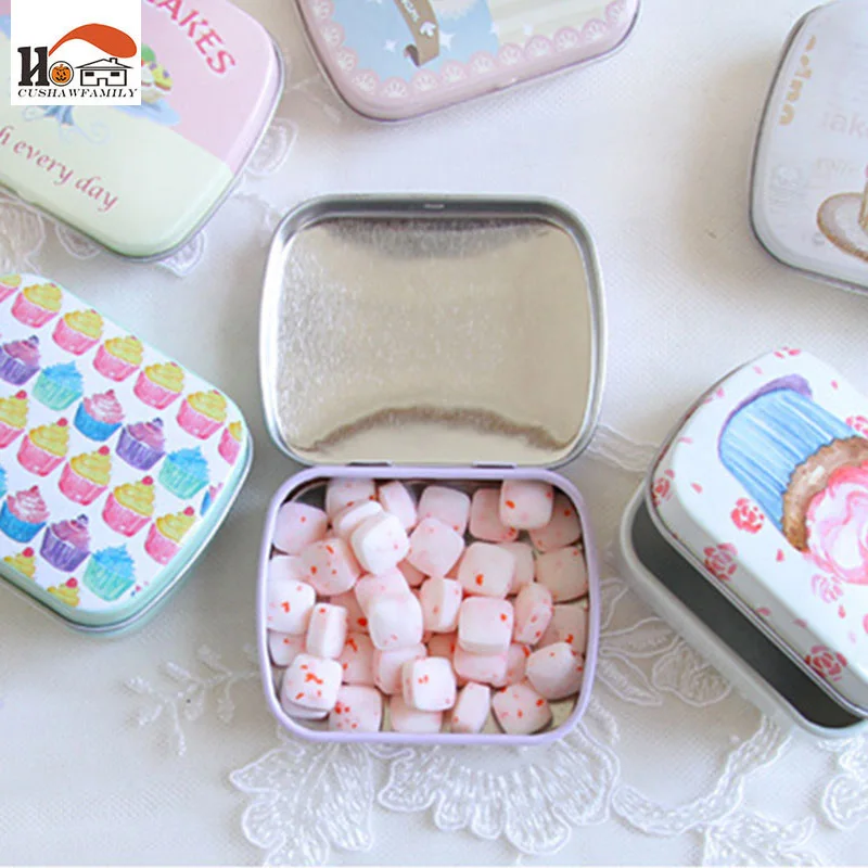 CUSHAWFAMILY Portable square MiNi iron box xylitol storage box wedding seal Jewelry Pill Cases tin box cable organizer container