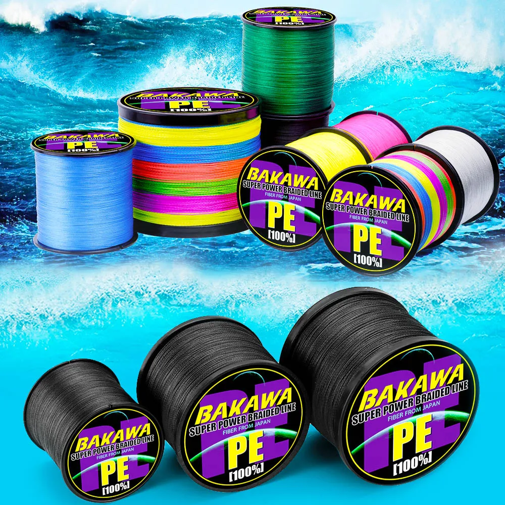 BAKAWA 300 M 4 السواحل سوبر قوي PE مضفر خطوط الصيد المتعددة الشعيرات خطوط ل الكارب الصيد سلك حبل الحبل Pesca بيكي 10LB