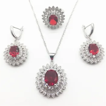 

Aisure Rhinestone White Zircon Silver color Jewelry Set For Women Necklace/Earrings/Ring/Pendents