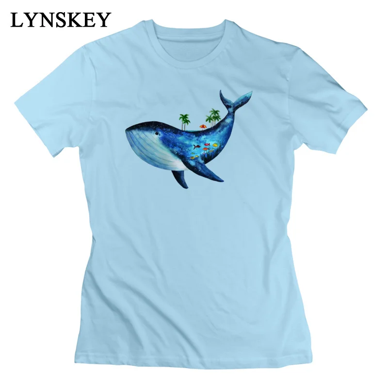 LYNSKEY T Shirt Short Sleeve Funny Coupons Summer whale Round Collar All Cotton Womens Summer/Fall Tops Shirt Funny Tee-Shirt white