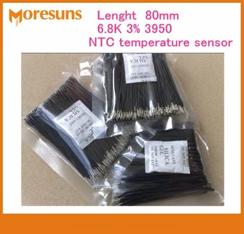 

Free Ship 50pcs 6.8K 3% 3950 black wire 1332/26#200 degree length 80mm tail immersion tin4mm NTC temperature sensor