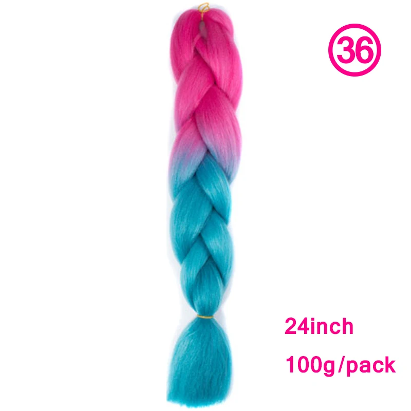 XCCOCO волосы синтетические волосы Джамбо косы для наращивания Омбре одна штука 100 г/упак. 24 дюйма - Цвет: # 1B