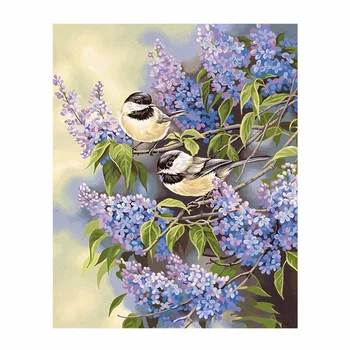 

Frameless Birds Flowers DIY Digital Oil Painting Paint By Number Canvas Artwork Wall Room Home Decor