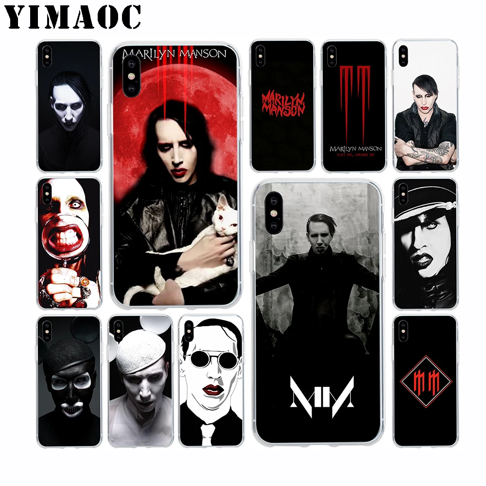 

YIMAOC Marilyn Manson Soft Silicone Case for Apple Iphone 11 Pro Xr Xs Max X 10 8 Plus 7 6S 6 Plus SE 5S 5 7Plus 8Plus