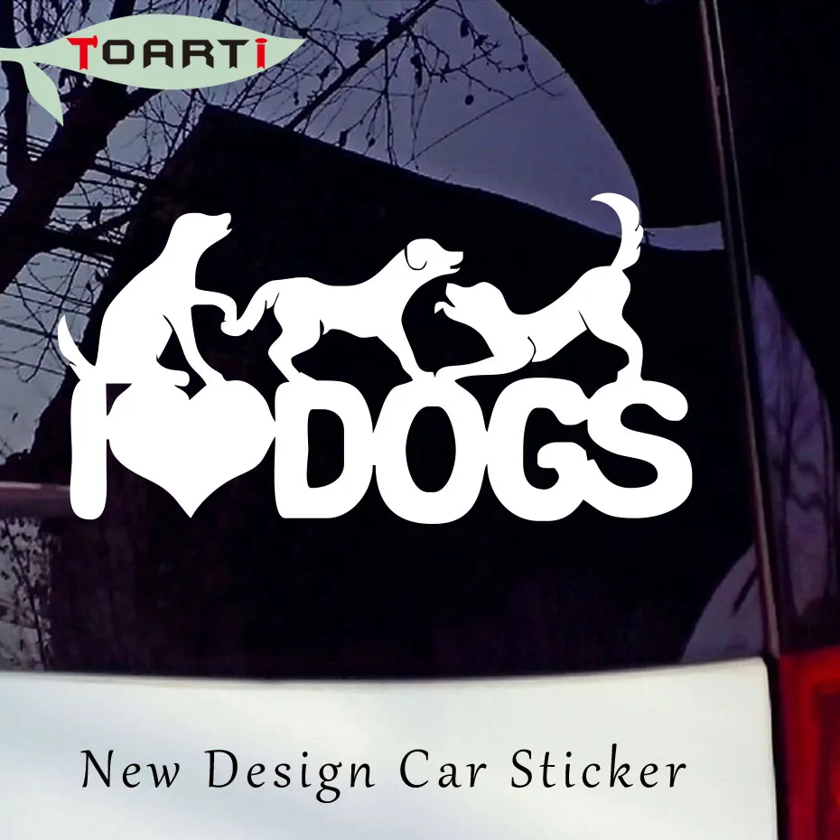 I Love Dogs Pet Vinyl Decals Car Sticker Lovely Playing Dogs Pvc Self