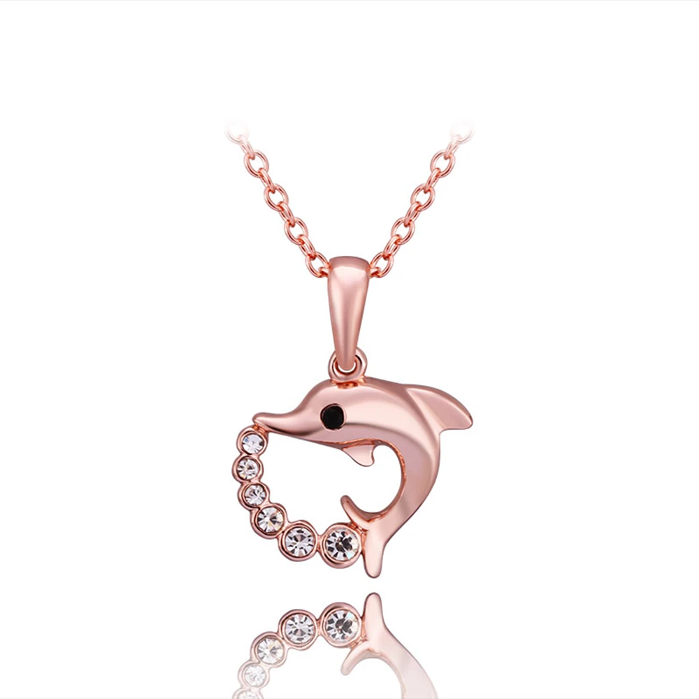 18Karat Rose Gold Plated Baby Dolphin Necklace (1)