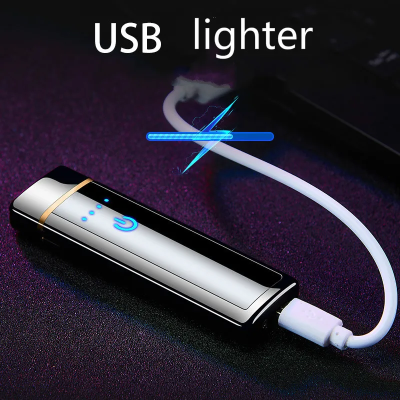 Полный экран шаблон электронный usb-зажигалка двойная дуга Вольфрамовая турбо сигарета перезаряжаемая Зажигалка для курения электрическая зажигалка