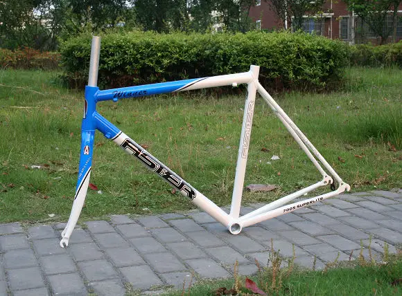 

Aster Road Bike frame set alloy 700c road frame and carbon Fork 700C* 56cm Blue / white clear stock