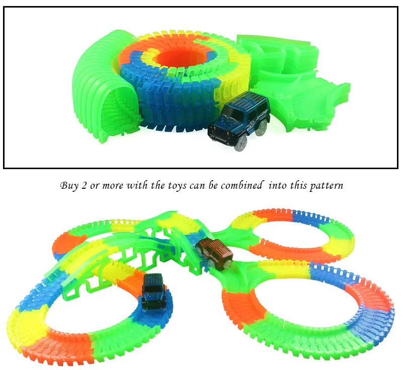 150/300 шт. светящийся волшебный пластиковый трек с светодиодный подсветкой Волшебная Электроника автомобиль светящийся гоночный трек набор игрушек fokids otrc 001