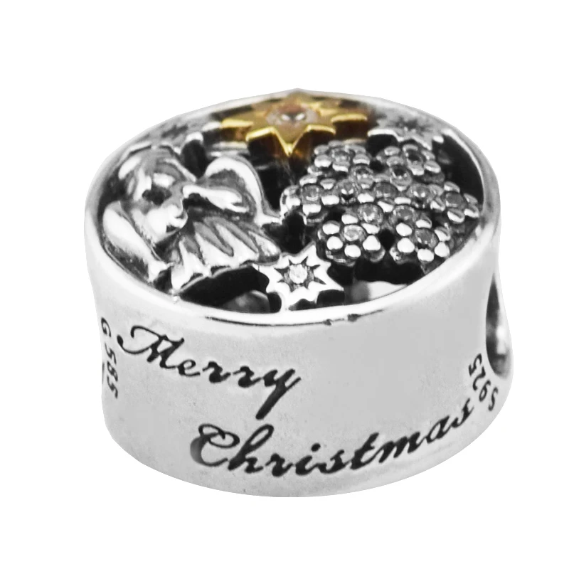 DIY Подходит для Pandora Charms браслеты небесные чудеса бусины с 14 K настоящее золото 925 пробы-серебро-ювелирные изделия