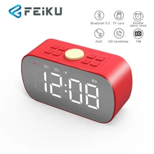 FEIKU J16 Ночной свет двойной будильник часы подарок мода зеркало сабвуферный микрофон с Блютуз мини телефон Hands-free FM