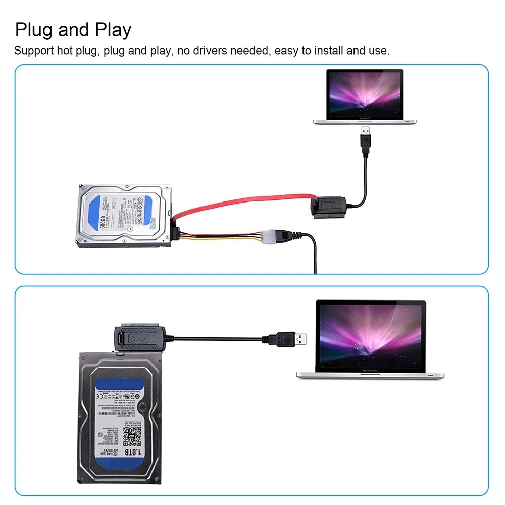 Кабель переходник SATA/PATA/IDE Drive на USB 2 0 кабель с горячей заменой подключи и работай