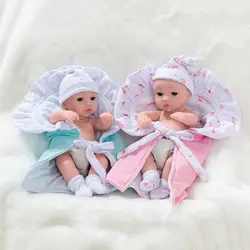 Reborn Doll Fit 10 ''Mini 26 см девочка мальчик полный силиконовый винил милые Близнецы куклы реалистичные куклы Reborns для малыша кукла для купания