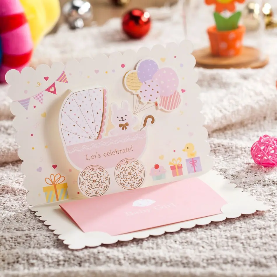 1 Pcs Sample Cute Pink Baby Shower Invitation Card Free Baby Shower Invitation Card