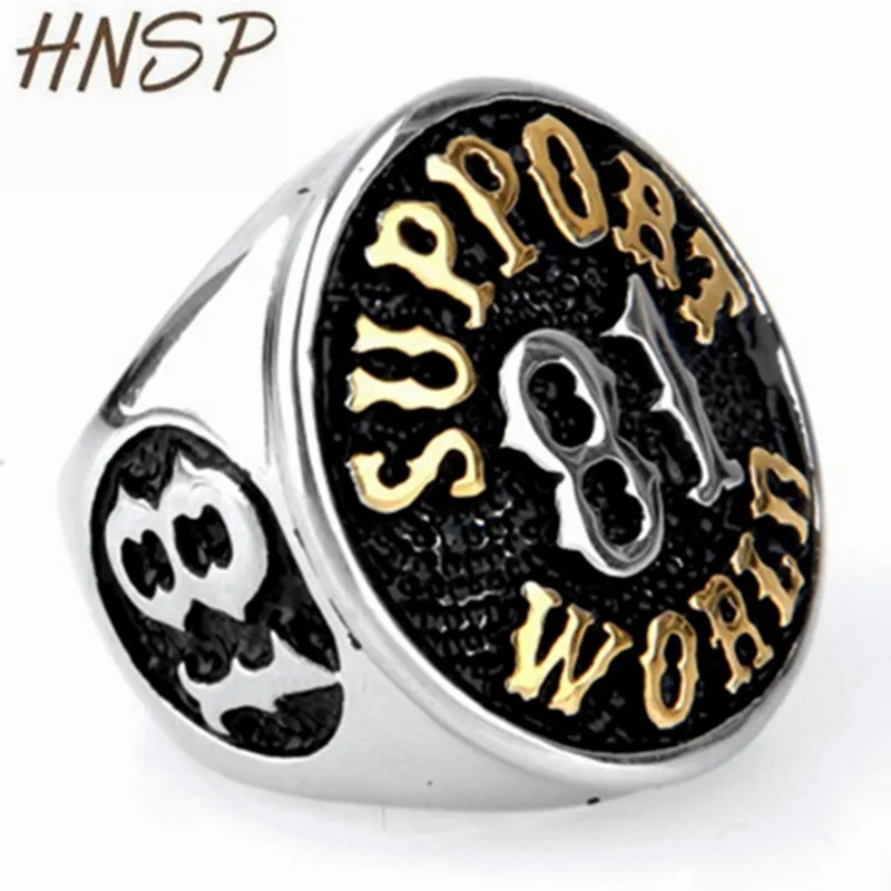 

HNSP Fashion Letter Number 81 Round Finger Ring For Men Stainless steel Punk jewelry Male Anel