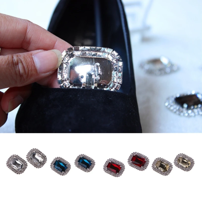 1 Pair New Shoe Clips Shoe Decorations Acrylic Rhinestone Alloy Glass Wedding Boot Jewelry Shoe Accessories Whosale&Dropship