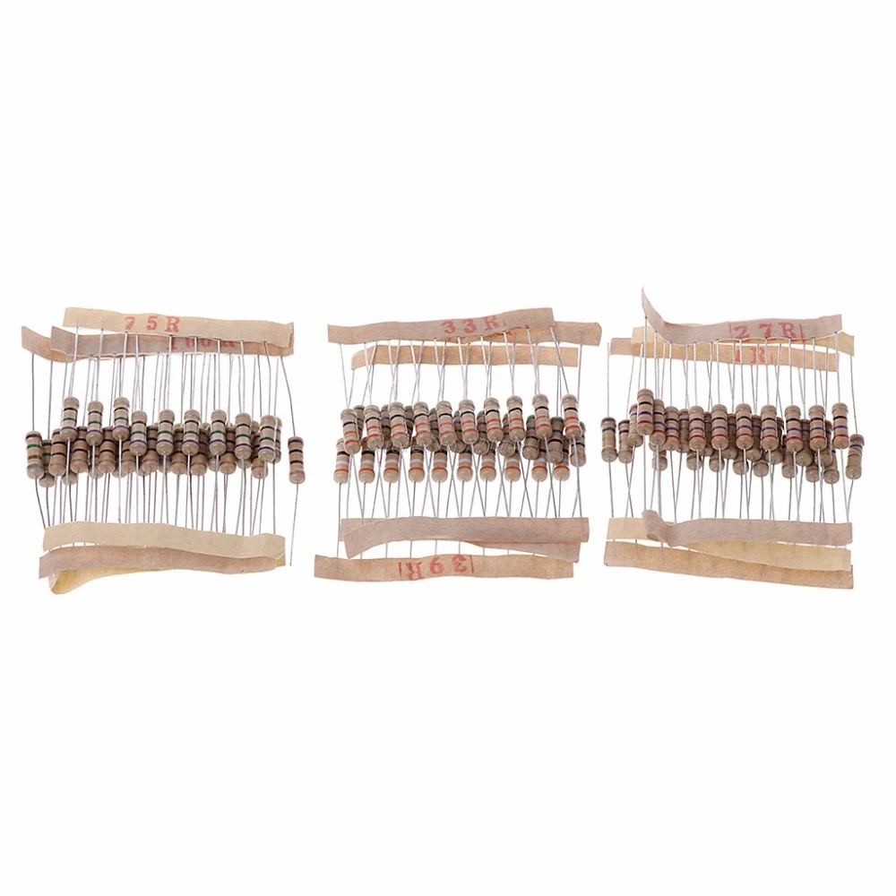 300Pcs Resistor Kits 1W 5% 0.1-750 Ohm Carbon Resistor 30 Values Resistance Set