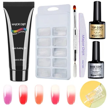 

7pc/lot Thermo Changing Poly Gel Healthy Eco-friendly Beautiful Colors Change With Temperature Manicure Tools Kits With UV Led