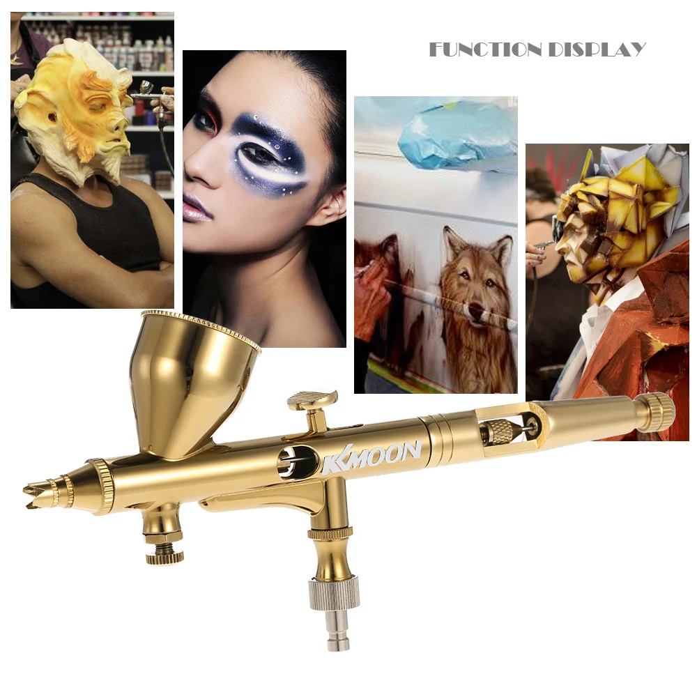0.25mm Gravity Feed Dual-action Airbrush Kit Art Painting Tattoo Tool Gold