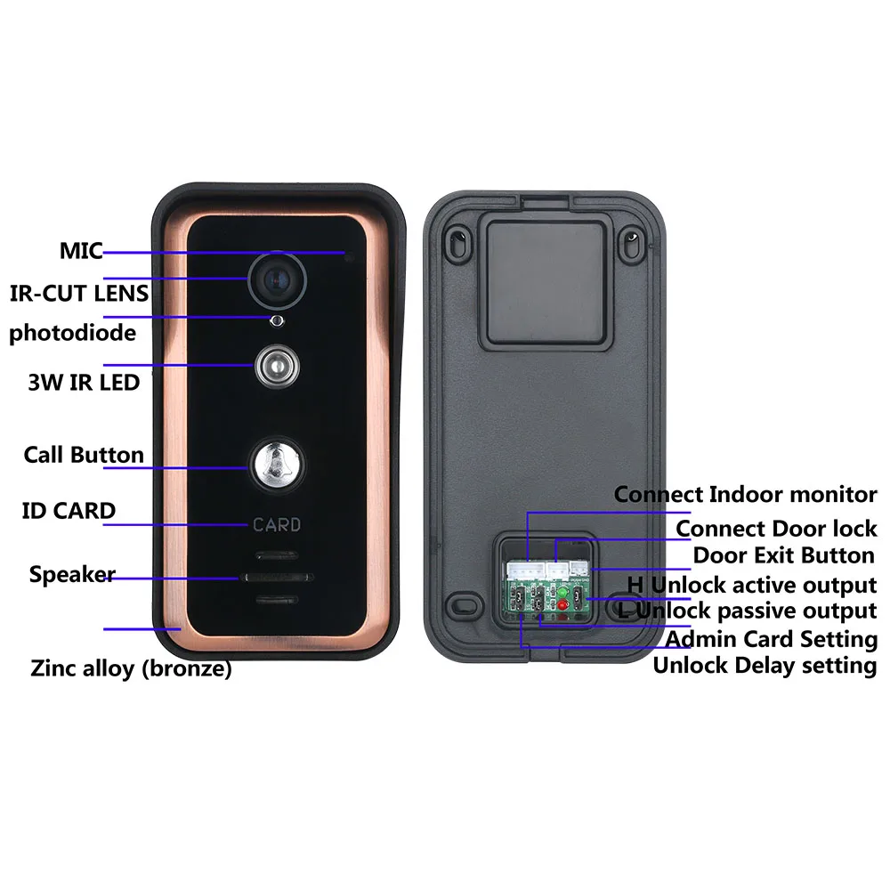 Yobang безопасности 7 ''Цвет экран домофон видео дверные звонки системы двери Интерком, управление доступом s с RFID карты