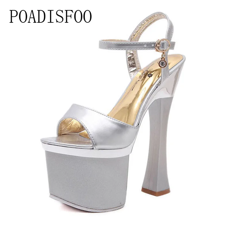 

POADISFOO Sky High Nightclub Super Sandals women's Work Catwalk Pole Dance Shoes Crystal Bottom Platform LFD-10367-1